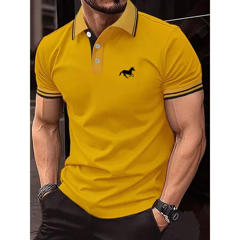 Polo Shirt Pique - เสื้อยืดผู้ชายแบบใหม่ เสื้อโปโลแขนสั้นคลาสสิก เสื้อลำลองฤดูร้อน เสื้อยืดคอปกติดกระดุม เสื้อโปโลลำลองไซส์ใหญ่ S-2XL