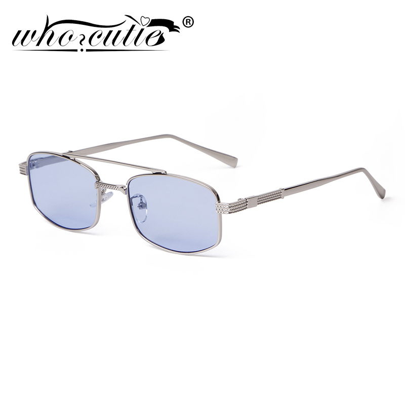 Sunglasses Aviator Polarized - แว่นกันแดดทรงนักบิน ดีไซน์แบรนด์ สำหรับผู้หญิงและผู้ชาย เลนส์สีฟ้า กรอบโลหะสีทอง ทรงสี่เหลี่ยม