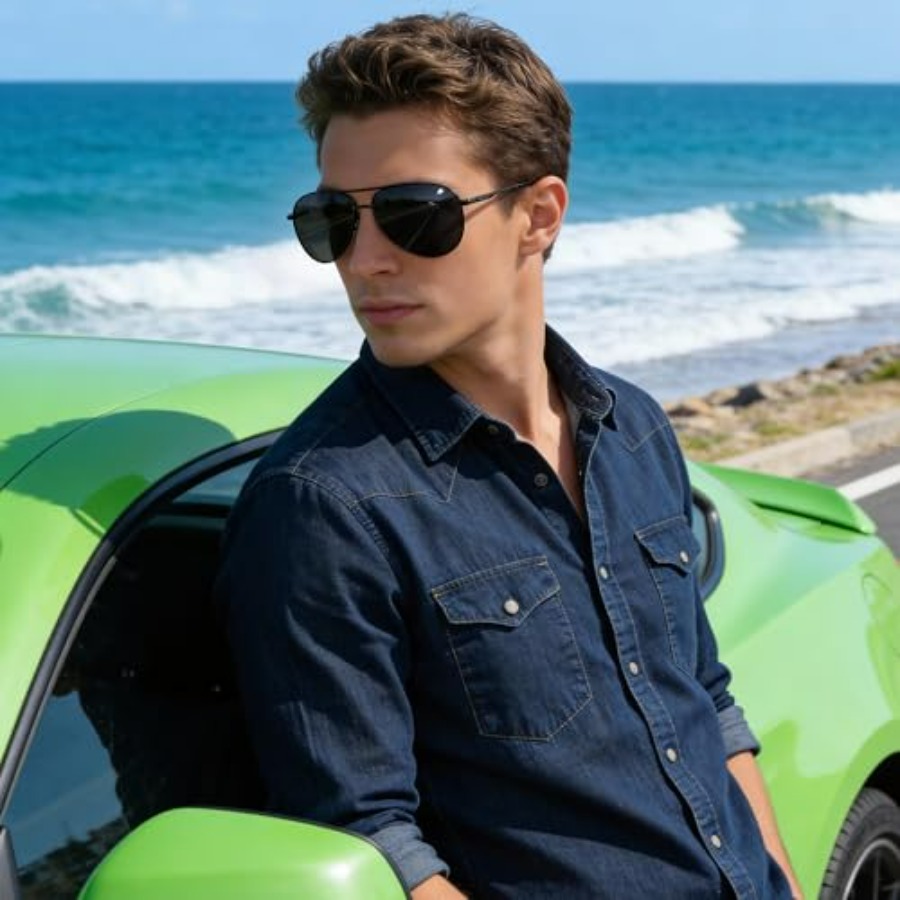 แว่นกันแดดผู้ชาย แว่นกันแดดโพล - Sunglasses Aviator Polarized บทวิจารณ์และราคา